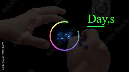 Circular Days Countdown Timer Animation, Colorful Ring Progress Loader 4K