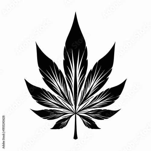 Black and White Cannabis Leaf Silhouette.