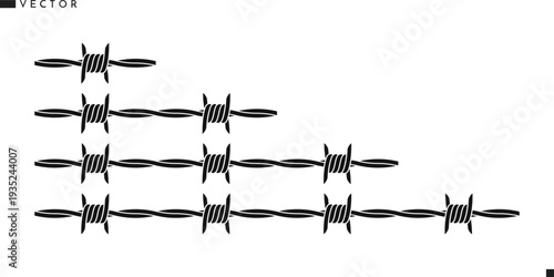Barbed wire vector. Metal barrier 