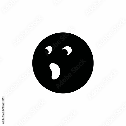 Black Circle with Shocked Facial Expression.