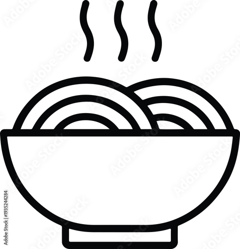 Hot bowl of noodle soup with steam icon
