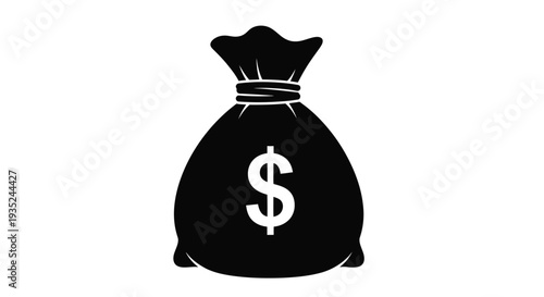 Black silhouette of a money bag with a dollar sign symbol