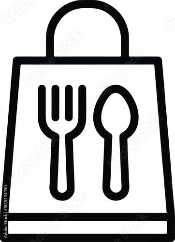 Paper bag food delivery service takeout line icon