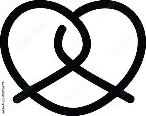 Traditional baked soft pretzel snack food line icon