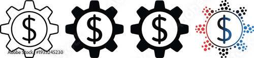 Gear with Dollar Sign Symbolizing Financial Mechanics and Economic Growth