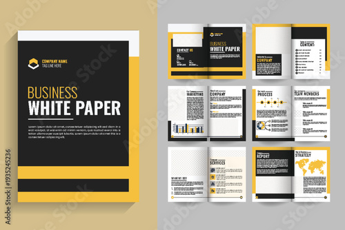 Business White Paper Template, Corporate 12 page Template, White Paper Brochure Layout