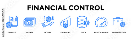 Financial Control Icon Set Collection Pack Banner Web Vector Illustration  Concept Containing Strengthen Financial Control With Data Driven Insights
