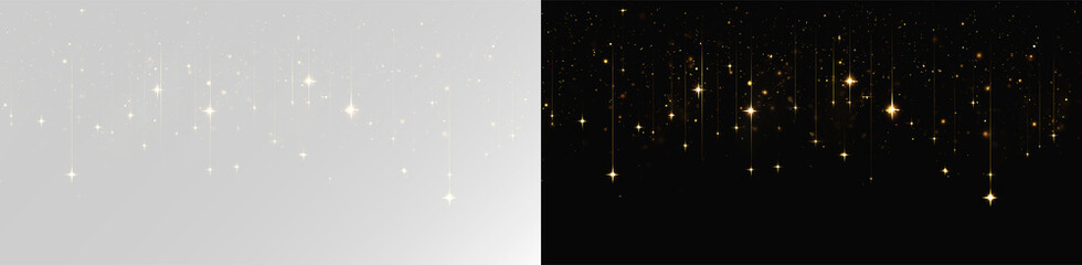 Elegant gold glitter rain with shimmering falling stars and luxury glow effect overlay gold dust png