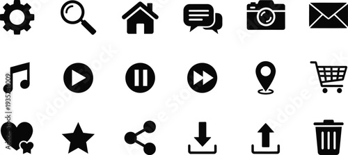 Collection of various icons for user interface and web design