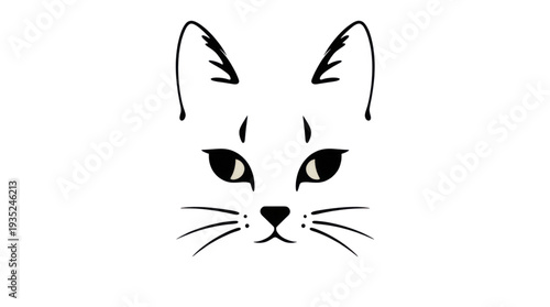 Cat Feline Head Illustration with Bright Luminous Eyes and Minimalist Design