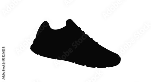 Silhouette of a modern sneaker against a plain white background