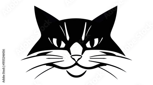Cat Outline Illustration with Mysterious Glowing Eyes on a Transparent Background