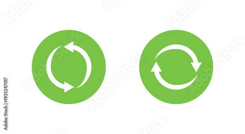 Sync rotation arrow icon in green circle. Rotation cycle symbol. Refresh and update sign