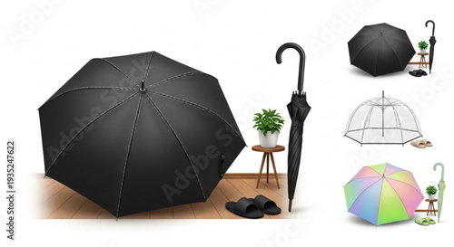 National Open an Umbrella Indoors Day Stylish Indoor Umbrella Premium Vector Illustration