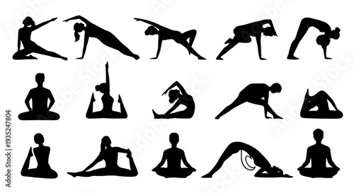 Modern Yoga Flow Poses Collection – Men and Women Fitness Vector Set