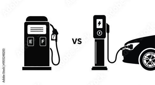Gasoline pump versus electric vehicle charging station comparison