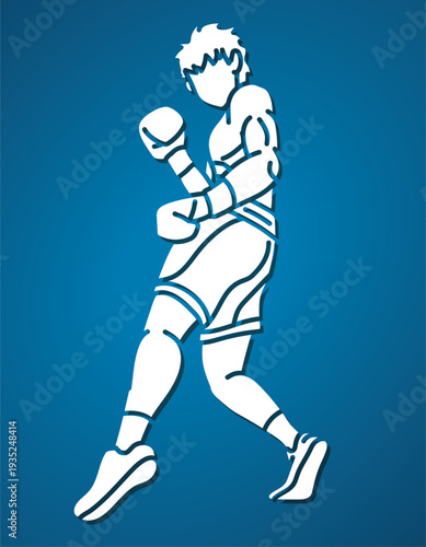 Martial Art Kickboxing Dancing Action Boxing Sport Muay Thai Boxer Cartoon Graphic Vector