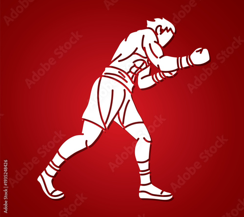 Silhouette Martial Art Kickboxing Action Boxing Sport Muay Thai Boxer Cartoon Graphic Vector