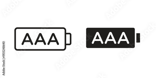 AAA battery icon. Simple outline style concept. Thin line vector illustration.