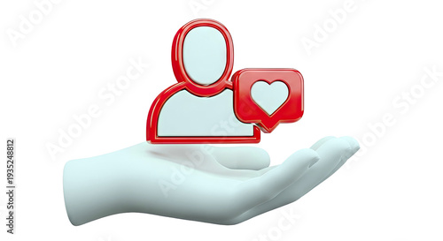 Hand Holding Social Media Follower and Like Icon