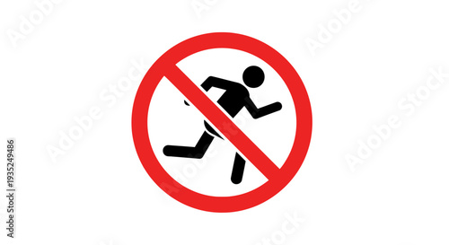 No Running Sign Symbolizing Prohibition and Safety Regulations.