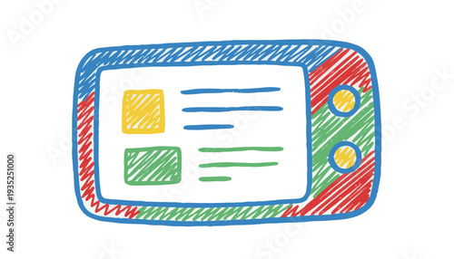 Hand-drawn sketch e-book reader device digital library education technology mobile tablet for back to school season