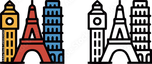 Famous World Landmarks Tower Collection Vector