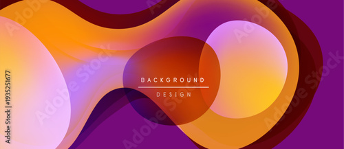 Abstract fluid shapes, vibrant colors blend. Orange, purple hues create dynamic background design. Modern aesthetic.