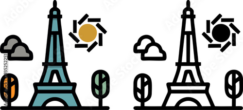 Eiffel Tower Paris Landmark Vector Illustration