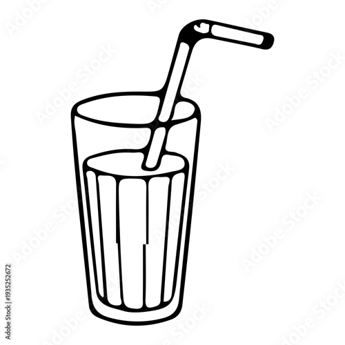 Glass with Straw Outline