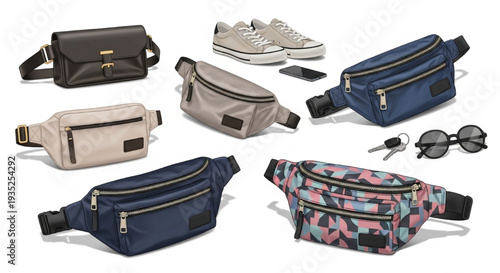 International Fanny Pack Day Modern Fashionable Bags Premium Vector Illustration