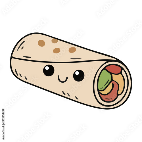 Cute Burrito Cartoon Character