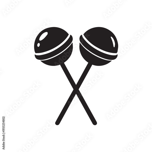 A minimalist vector silhouette of two lollipops designed as a clean and playful icon.