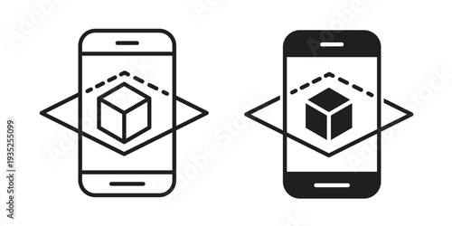 Ar apps icon. Simple outline style concept. Thin line vector illustration.