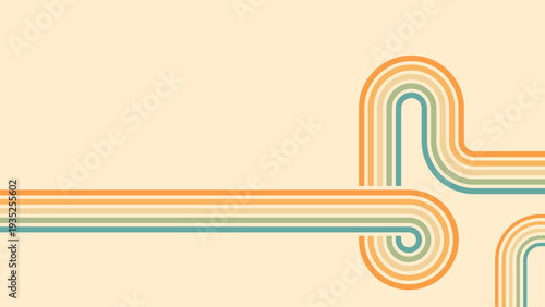 Abstract background of rainbow groovy Wavy Line design in 1970s Hippie Retro style. Vector pattern ready to use for cloth, textile, wrap and other.