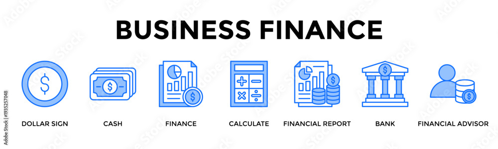 Obraz premium Business Finance Icon Set Collection Pack Banner Web Vector Illustration Concept Containing Manage Financial Operations With Control And Expert Guidance