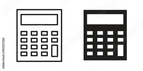 Calculator icon. Simple outline style concept. Thin line vector illustration.