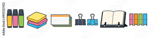 Collection of colorful stationery items for planning and organizing tasks