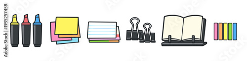 Collection of colorful stationery items for planning and organizing tasks