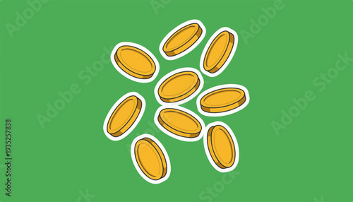 Golden coins falling motion finance growth wealth accumulation investment success revenue stream money shower jackpot luck