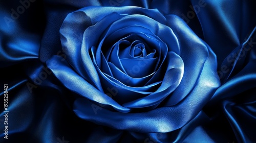Wallpaper Mural A close-up view of a vibrant blue rose surrounded by silky, dark blue fabric, creating depth Torontodigital.ca
