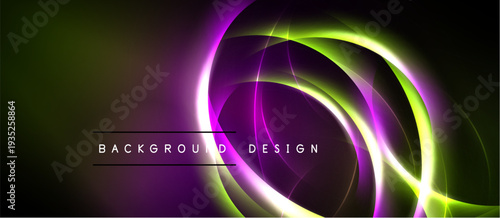 Abstract neon swirls, vibrant colors, dark background. Modern design element for digital projects, presentations.