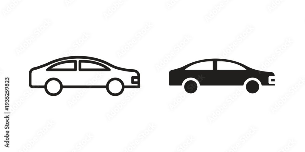 Fototapeta premium Compact car icon. Simple outline style concept. Thin line vector illustration.