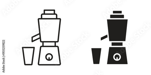 Cold pressed juicer icon. Simple outline style concept. Thin line vector illustration.
