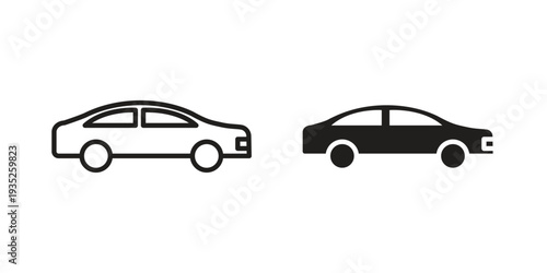 Compact car icon. Simple outline style concept. Thin line vector illustration.