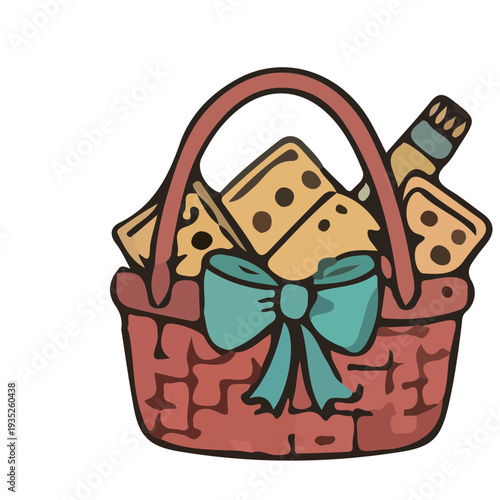 Cheese Picnic Basket Illustration