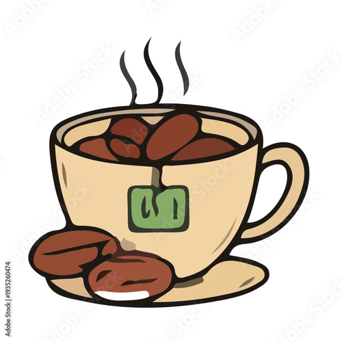 Coffee Beans in Cup Illustration