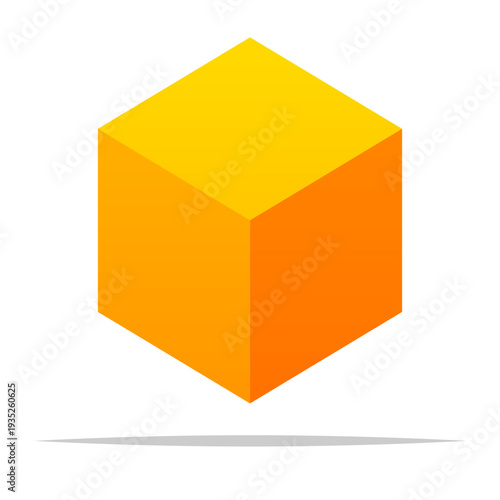 Yellow cube geometry shape flat icon vector isolated illustration