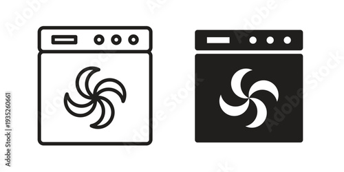 Convection turbofan stove icon. Simple outline style concept. Thin line vector illustration.