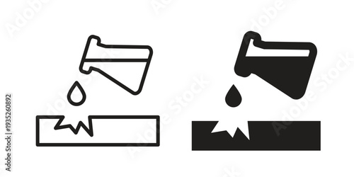 Corrosive substance icon. Simple outline style concept. Thin line vector illustration.